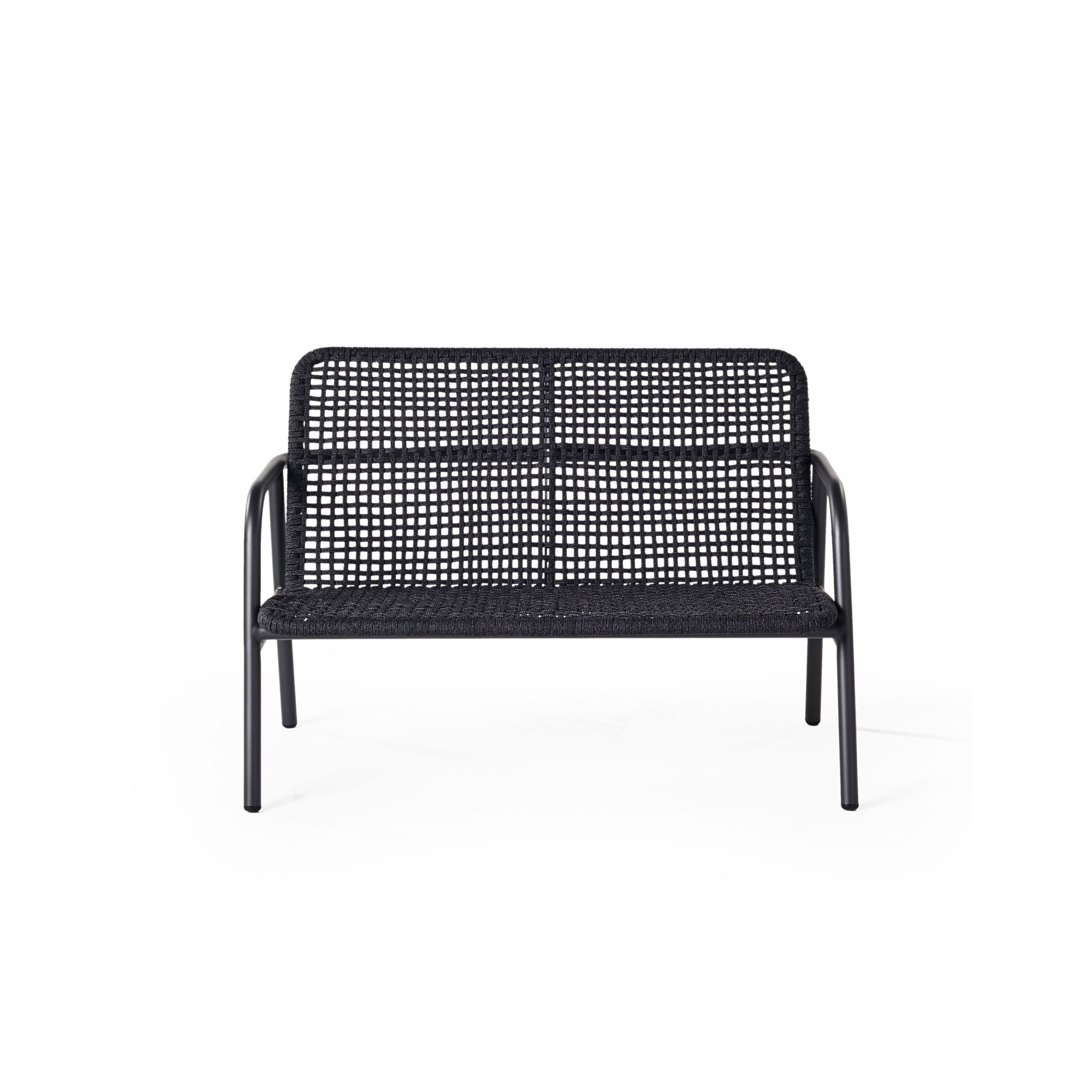 Presidio Aluminum Loveseat with Woven Rope in Charcoal