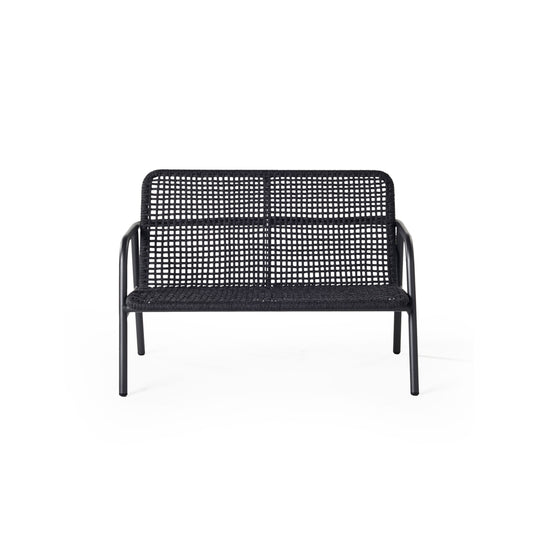 Presidio Aluminum Loveseat with Woven Rope in Charcoal