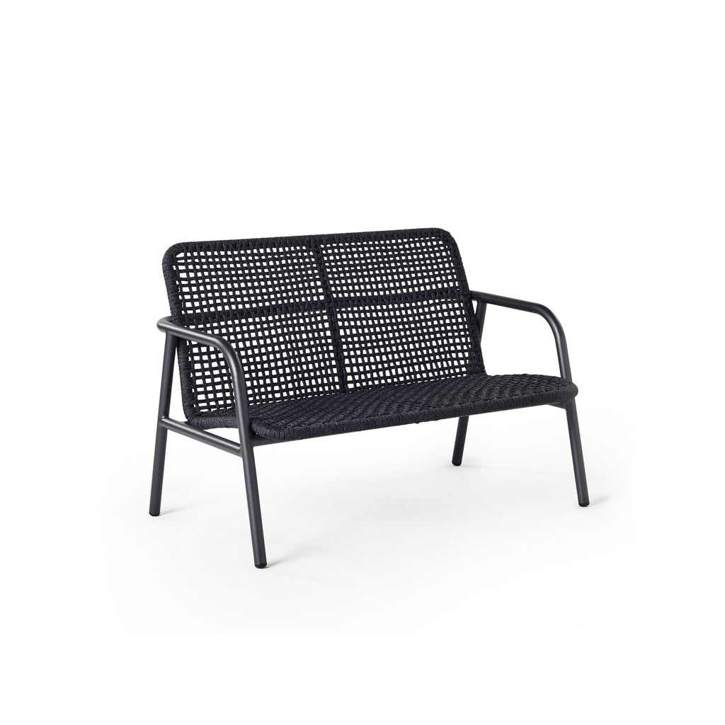 Presidio Aluminum Loveseat with Woven Rope in Charcoal
