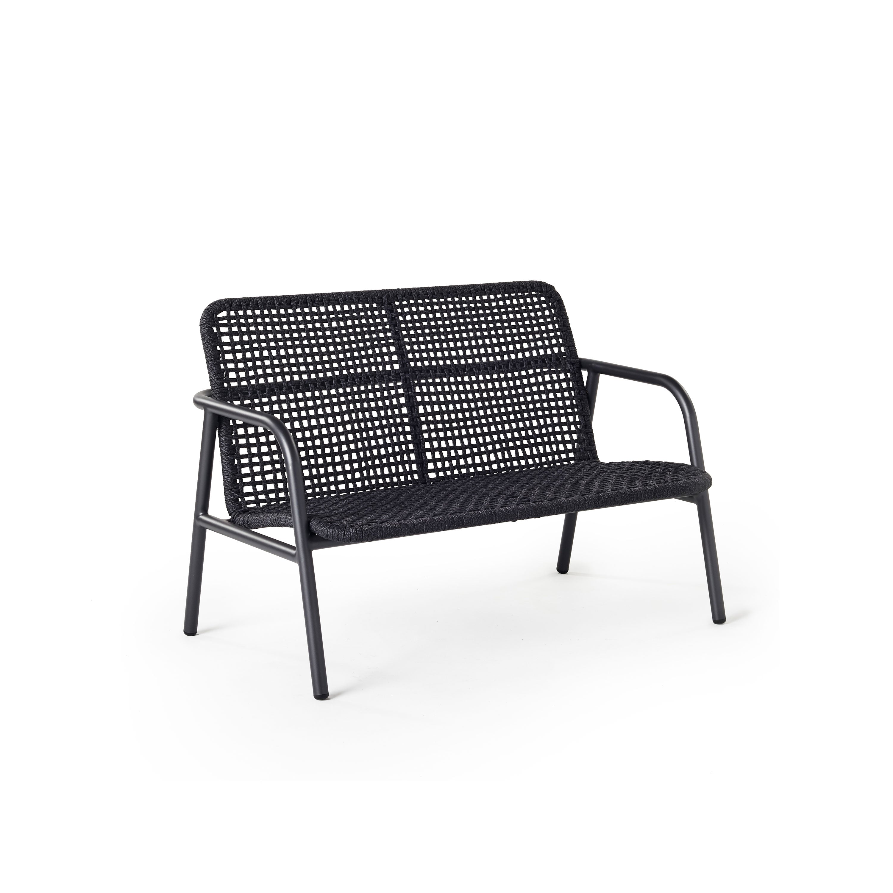 Presidio Aluminum Loveseat with Woven Rope in Charcoal
