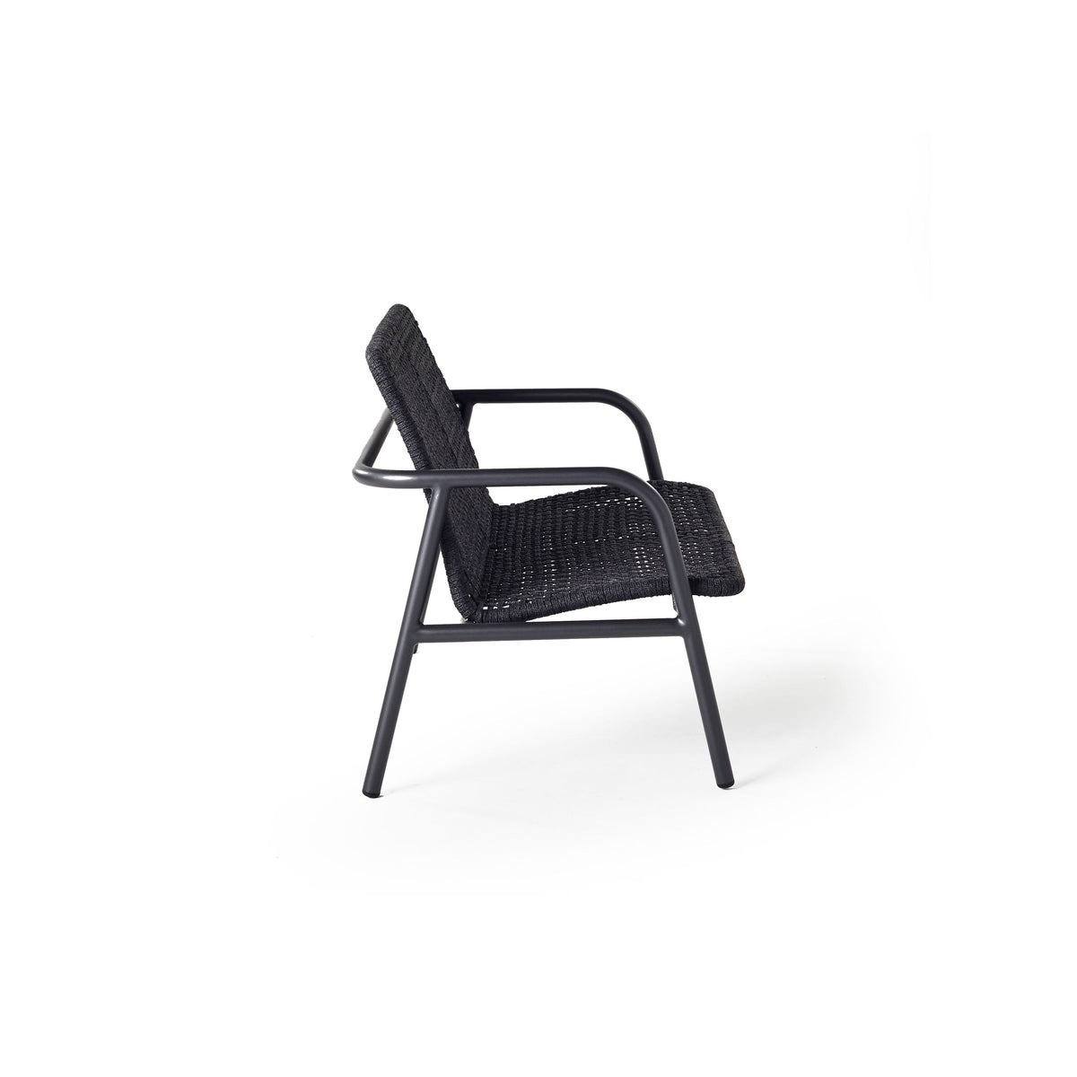 Presidio Aluminum Loveseat with Woven Rope in Charcoal