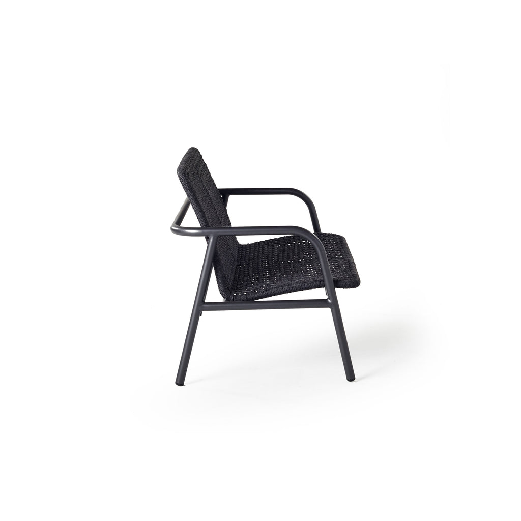 Presidio Aluminum Loveseat with Woven Rope in Charcoal