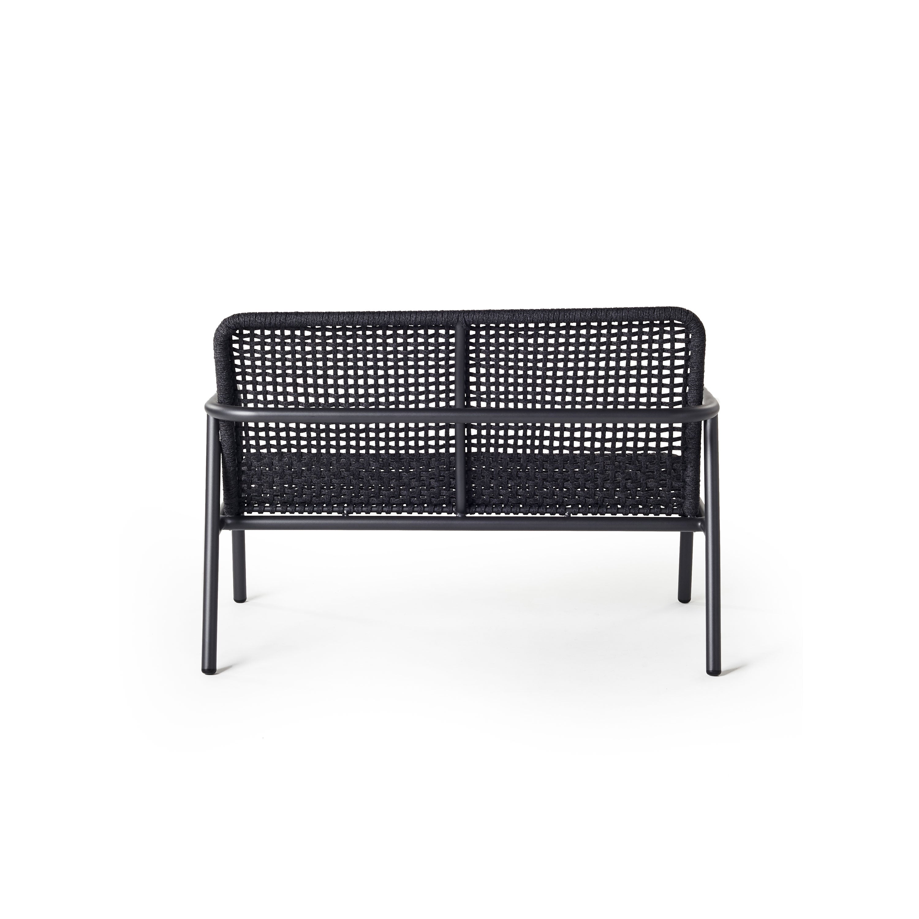 Presidio Aluminum Loveseat with Woven Rope in Charcoal
