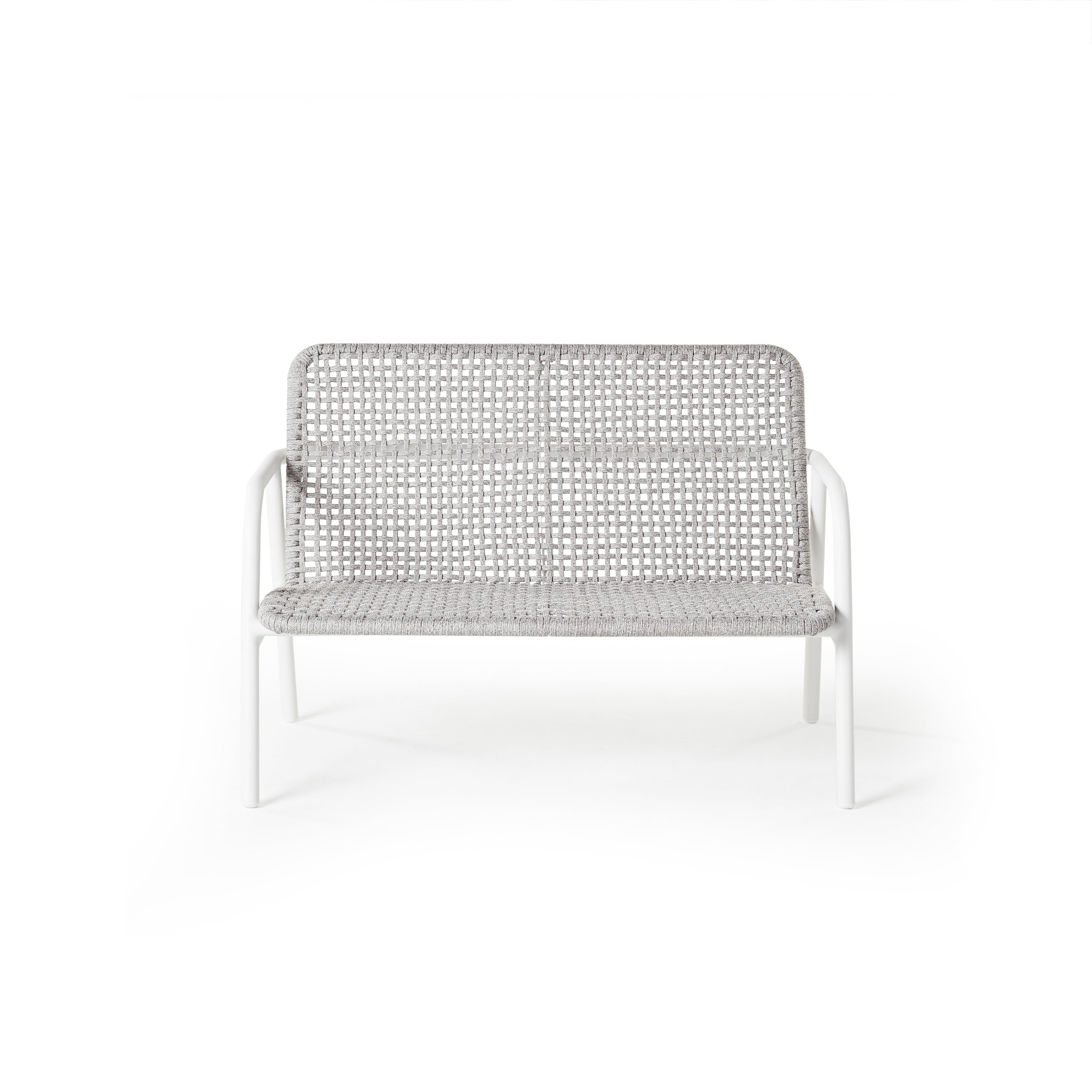 Presidio Outdoor Loveseat Aluminum Woven Rope White