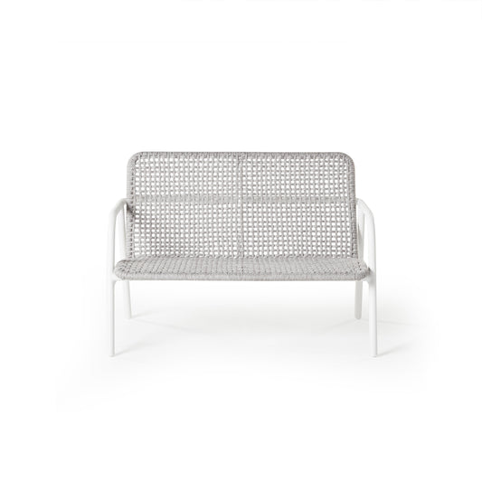 Presidio Outdoor Loveseat Aluminum Woven Rope White