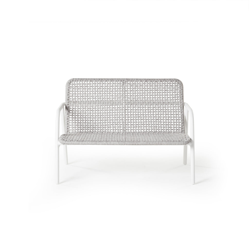 Presidio Outdoor Loveseat Aluminum Woven Rope White