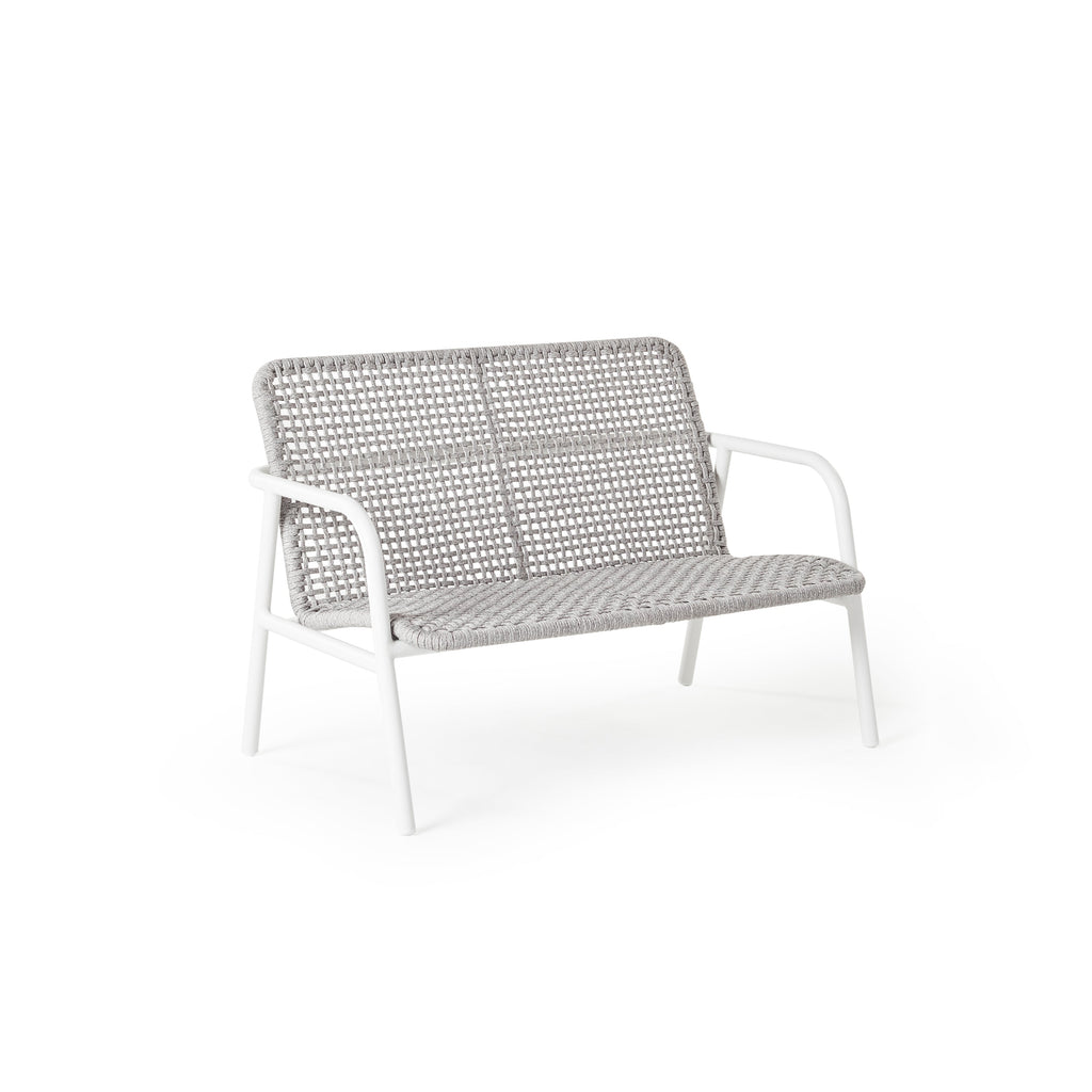 Presidio Outdoor Loveseat Aluminum Woven Rope White