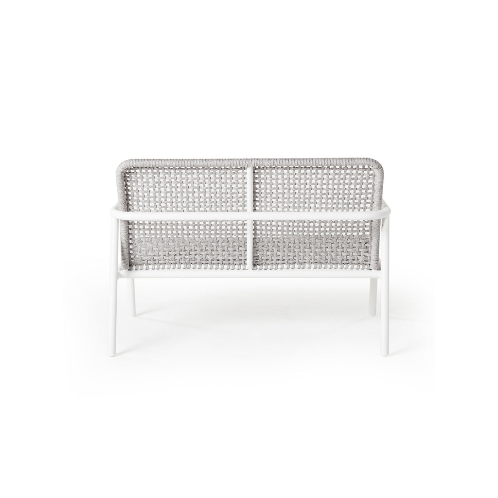 Presidio Outdoor Loveseat Aluminum Woven Rope White