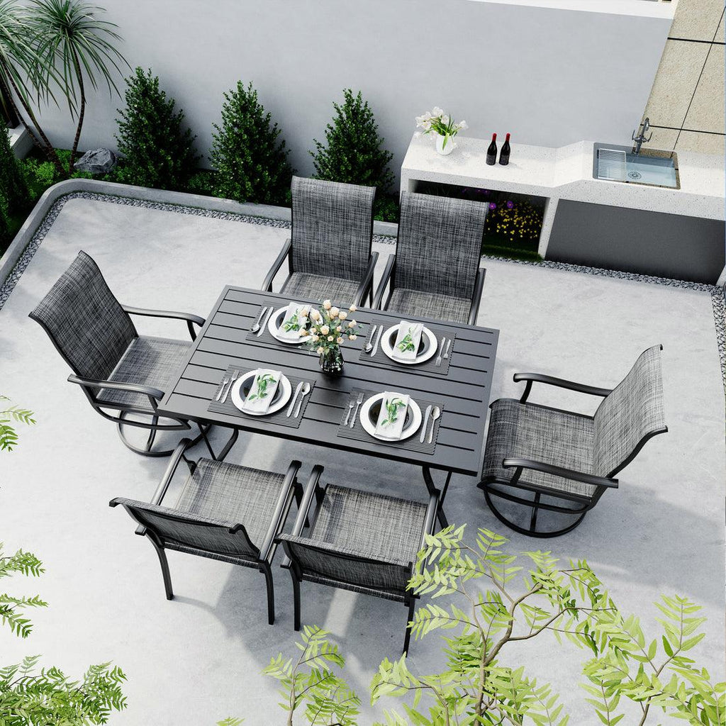 Lume Textilene Outdoor Dining Set, 7-Piece, 2 Swivel