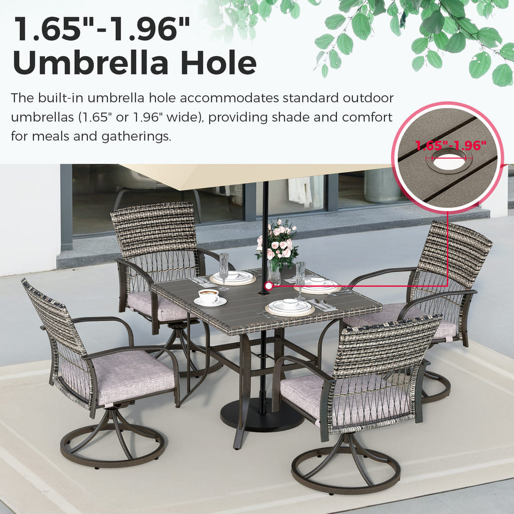 Weave Outdoor Dining Set, 5-Piece, Full Swivel