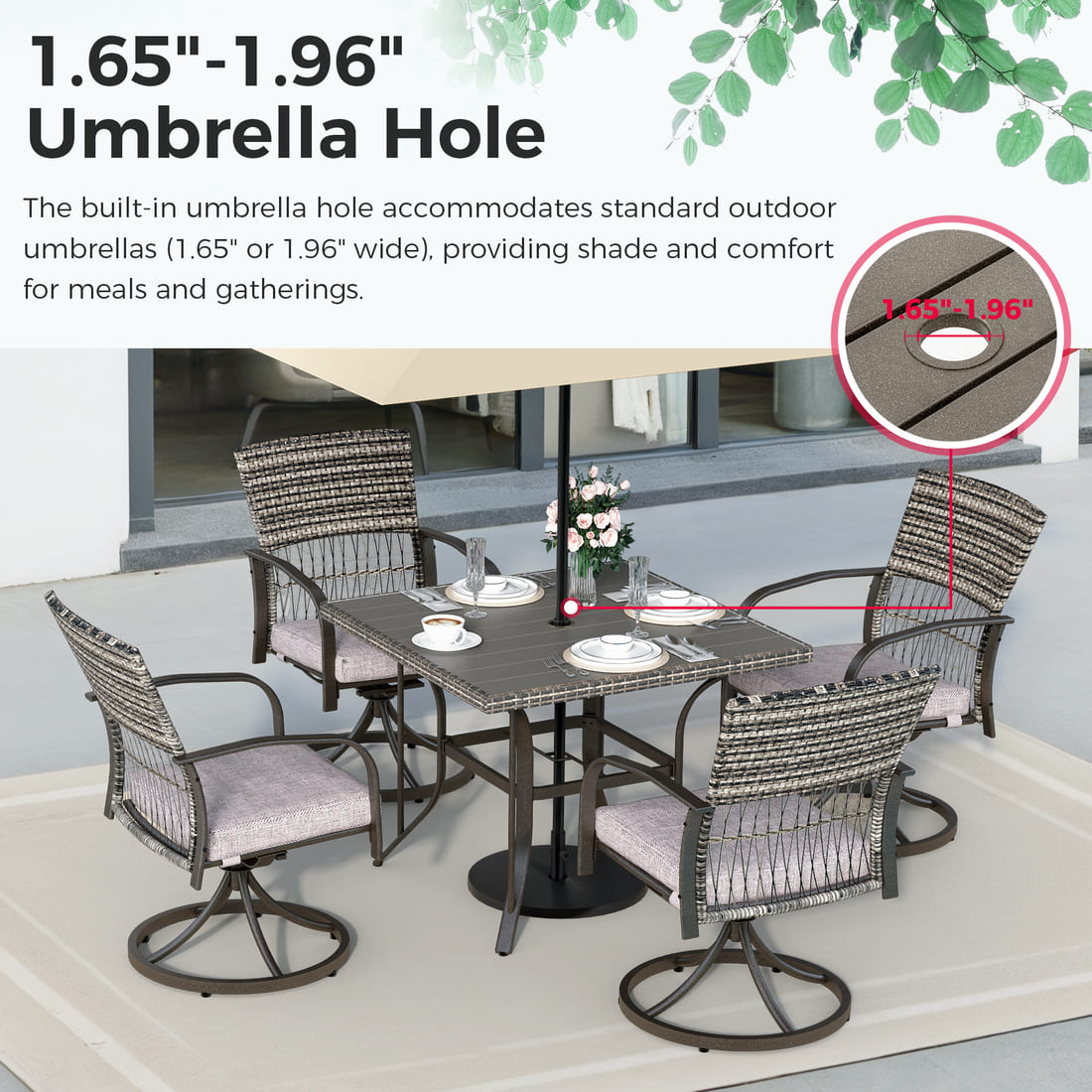 Weave Outdoor Dining Set, 5-Piece, Full Swivel