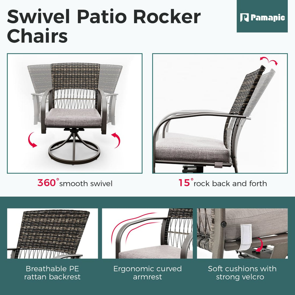 Weave Outdoor Dining Set, 5-Piece, Full Swivel