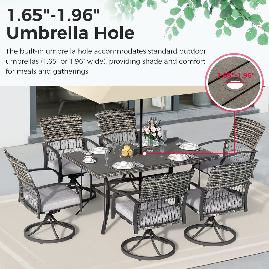 Weave Outdoor Dining Set, 7-Piece, Full Swivel