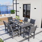 Pamapic 2 in 1 Patio Swing with 7 Pieces HDPE Dining Sets