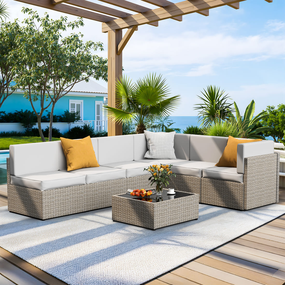 Axis 106.2" Classic Outdoor Sectional Set, 7-Piece