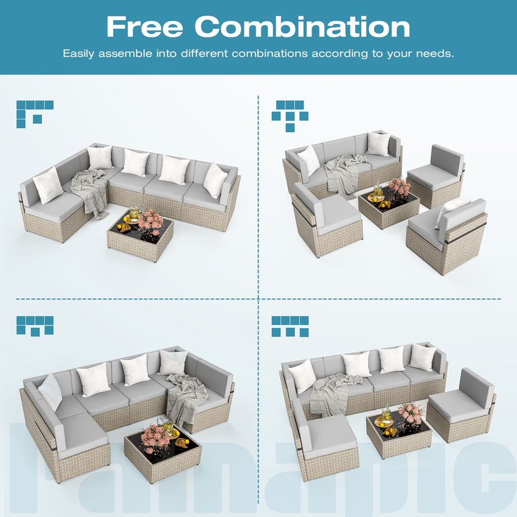 Axis 110" Classic Outdoor Sectional Set, 7-Piece