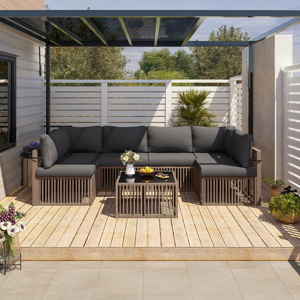 Axis 104.8" Modern Outdoor Sectional Set, 7-Piece