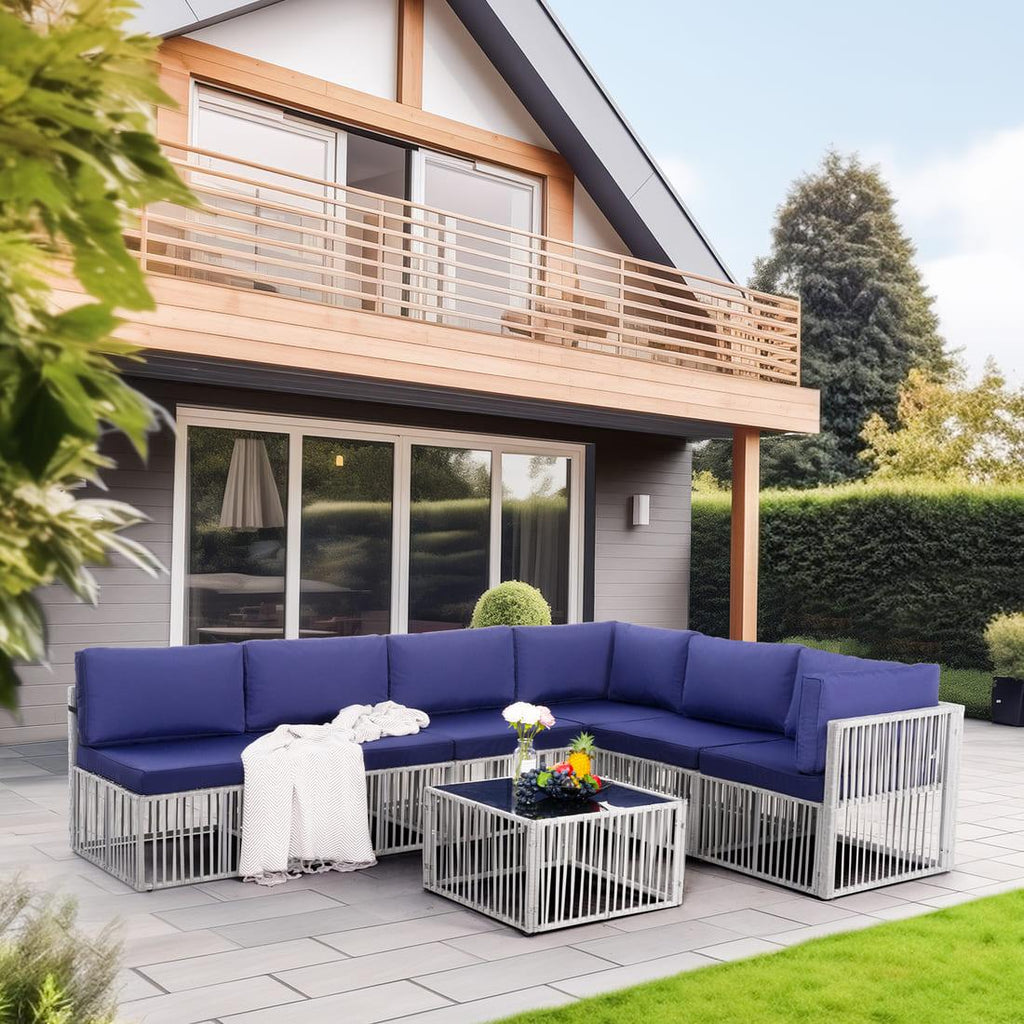 Axis 104.8" Modern Outdoor Sectional Set, 7-Piece