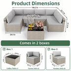Pamapic 7-Piece Rattan Outdoor Sectional Sofa Set for Poolside, Backyard, Deck