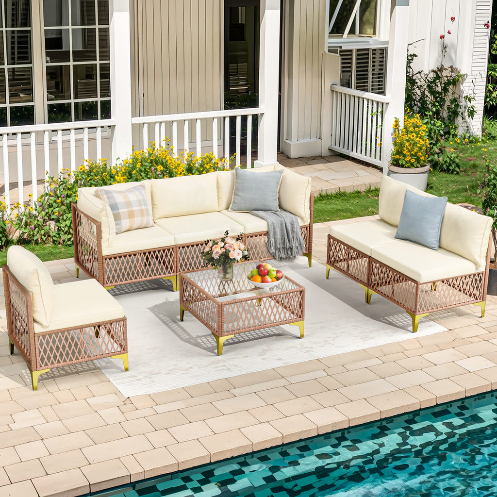 Axis 70.2" Boho Outdoor Sectional Set, 7-Piece