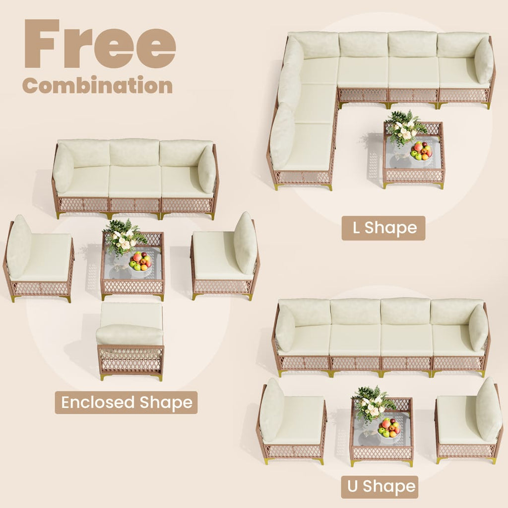 Axis 70.2" Boho Outdoor Sectional Set, 7-Piece
