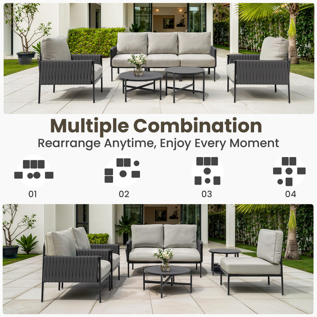 Axis Woven Rope Outdoor Sectional Set, 7-Piece