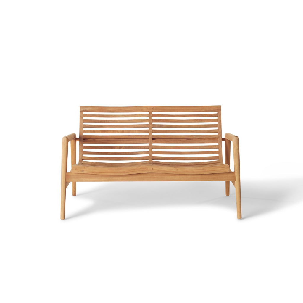Salt Point Solid Teak Outdoor Loveseat with Curved Slats