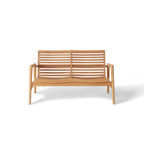 Salt Point Solid Teak Outdoor Loveseat with Curved Slats