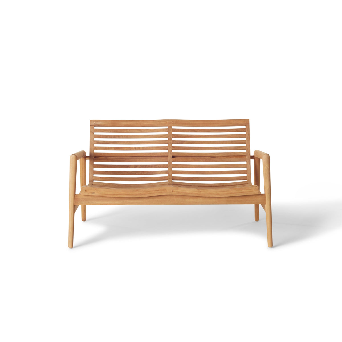 Salt Point Solid Teak Outdoor Loveseat with Curved Slats