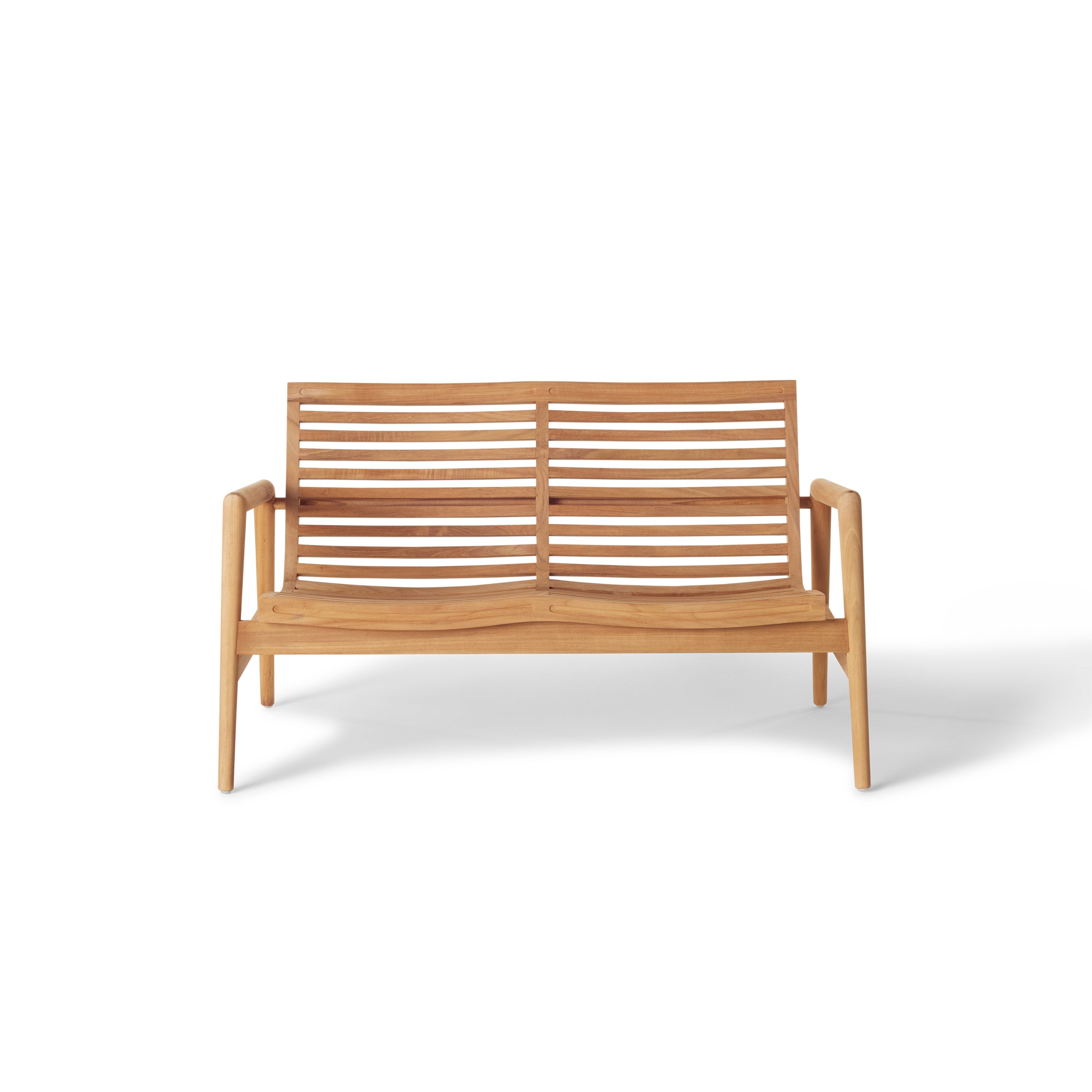 Salt Point Solid Teak Outdoor Loveseat with Curved Slats
