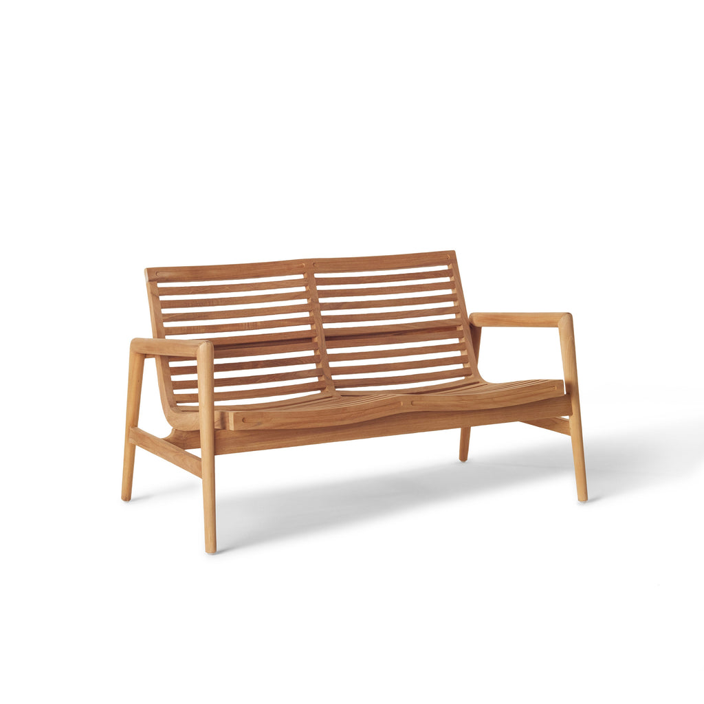 Salt Point Solid Teak Outdoor Loveseat with Curved Slats