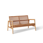 Salt Point Solid Teak Outdoor Loveseat with Curved Slats