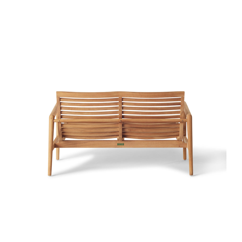 Salt Point Solid Teak Outdoor Loveseat with Curved Slats