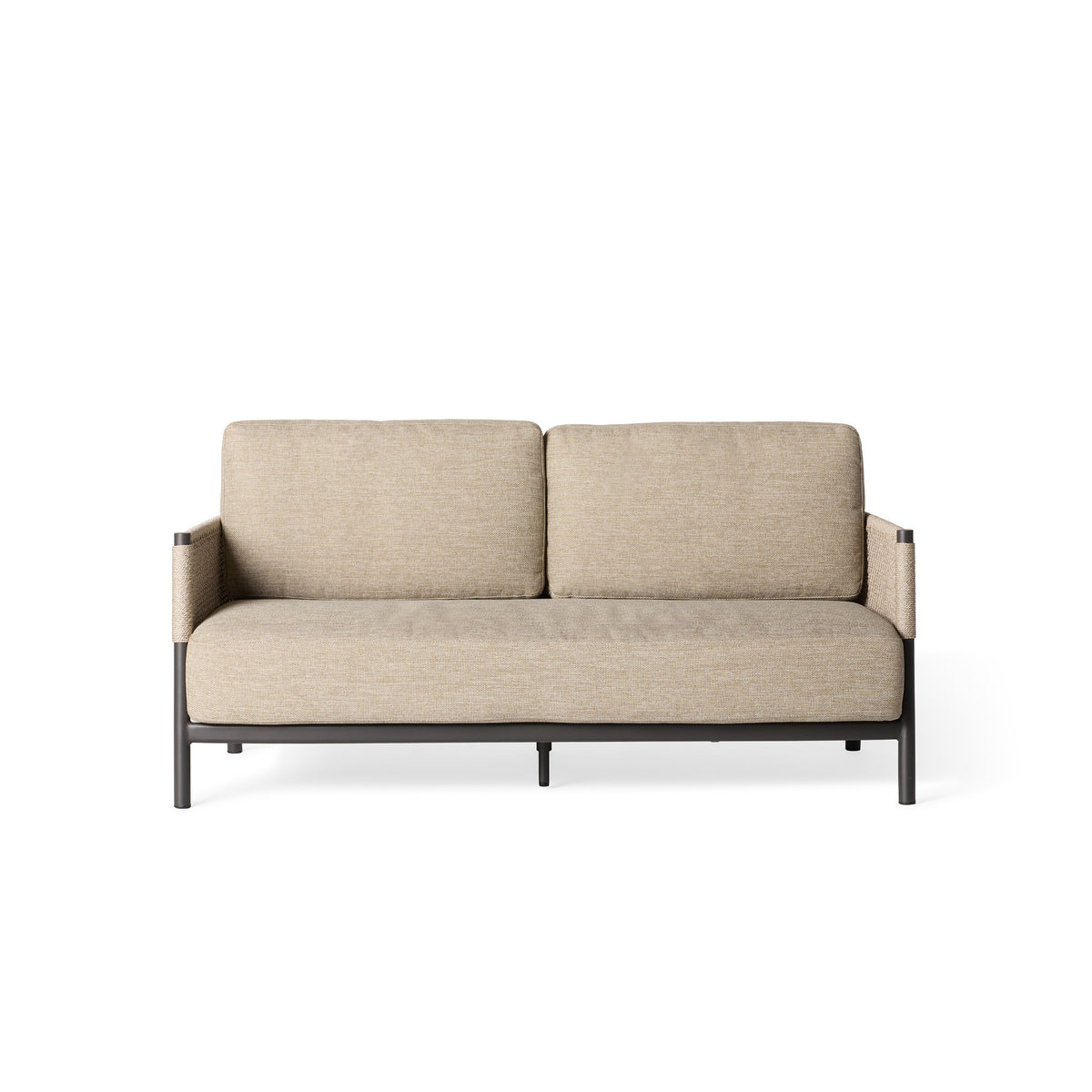 Saratoga Mid-Century Modern Loveseat in Charcoal Aluminum