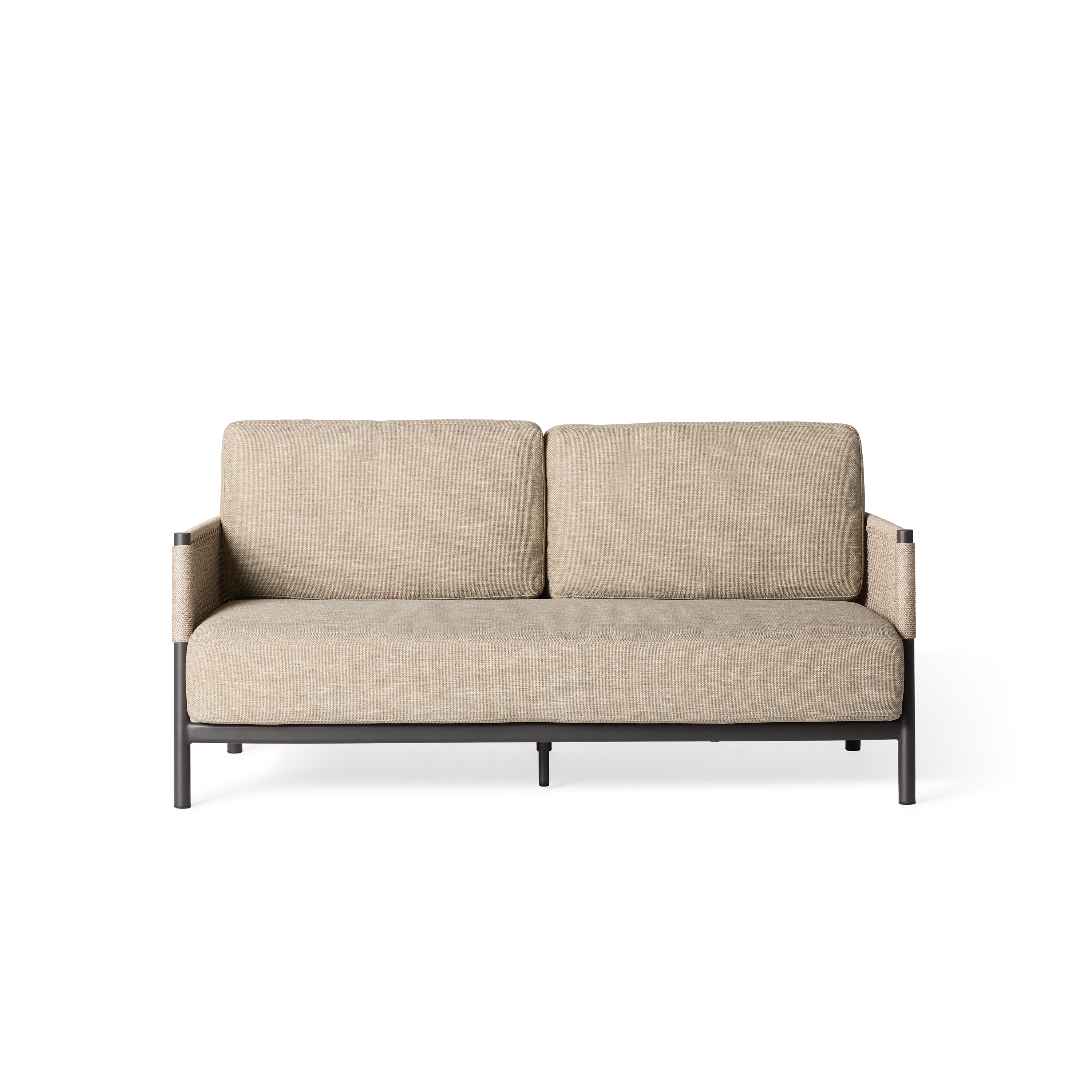 Saratoga Mid-Century Modern Loveseat in Charcoal Aluminum