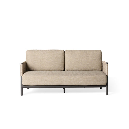 Saratoga Mid-Century Modern Loveseat in Charcoal Aluminum