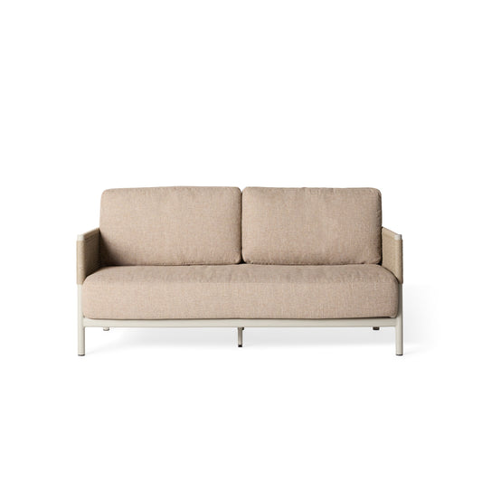 Saratoga Midcentury Modern Loveseat in Dune Aluminum Frame