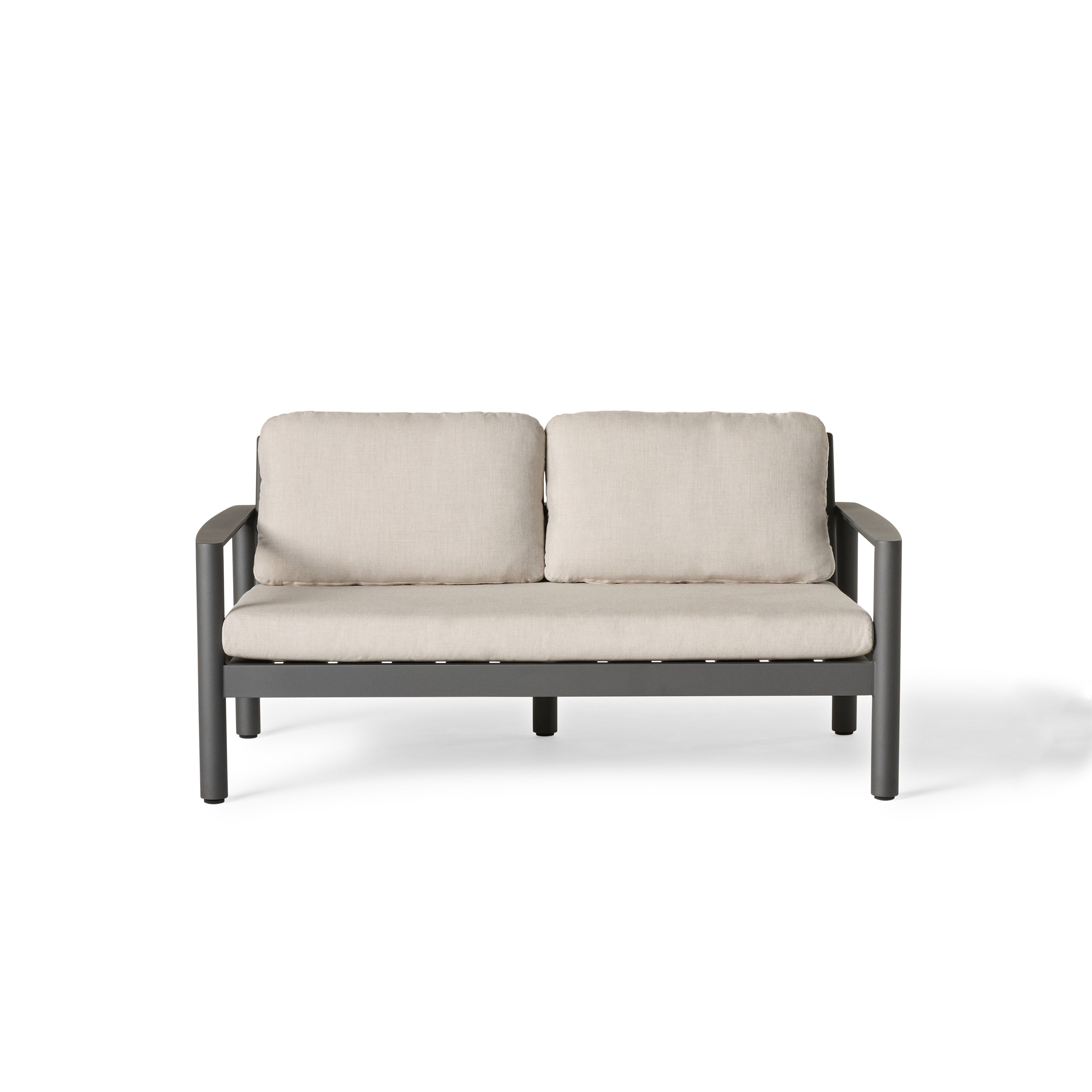 Stinson Outdoor Loveseat with Charcoal Aluminum Frame and Rope