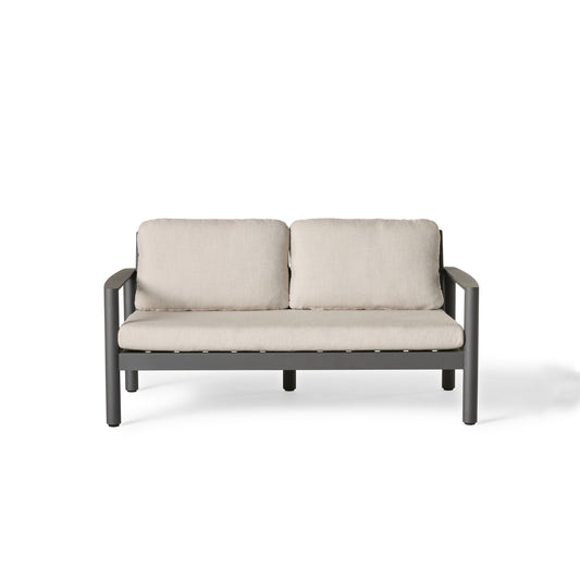 Stinson Outdoor Loveseat with Charcoal Aluminum Frame and Rope