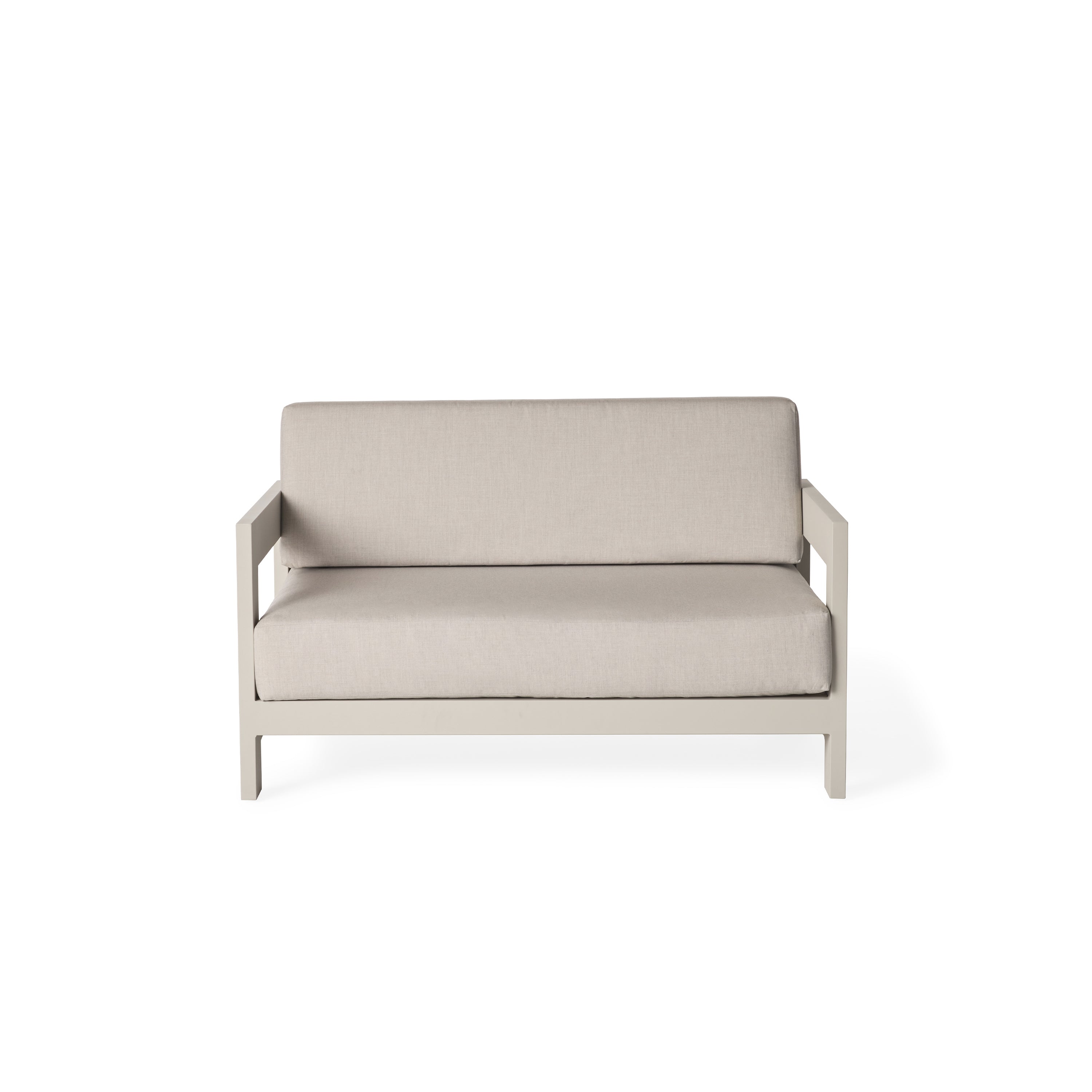 Tiburon Minimalist Aluminum Outdoor Loveseat in Dune Finish